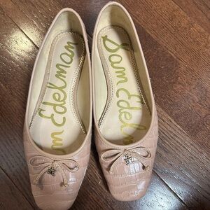 Sam Edelman  “Jillie” Nude Croc-Embossed Flats